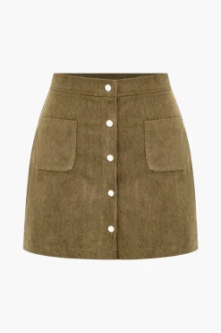 MICAS Skirts-Corduroy Button Skirt