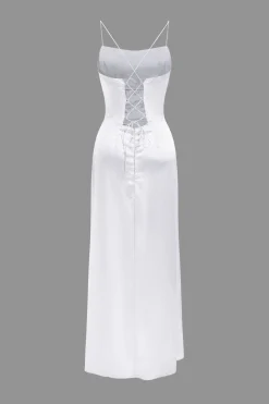 MICAS Maxi Dresses-Corset Cowl Neck High Slit Maxi Dress