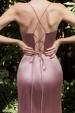 MICAS Maxi Dresses-Corset Cowl Neck High Slit Maxi Dress