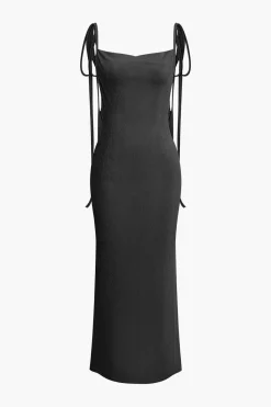 MICAS Maxi Dresses-Cowl Neck Backless Tie Maxi Dress