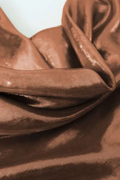 MICAS Mini Dresses-Cowl Neck Metallic Slip Mini Dress