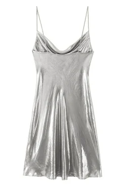 MICAS Mini Dresses-Cowl Neck Metallic Slip Mini Dress