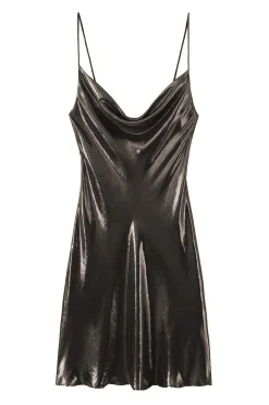 MICAS Mini Dresses-Cowl Neck Metallic Slip Mini Dress