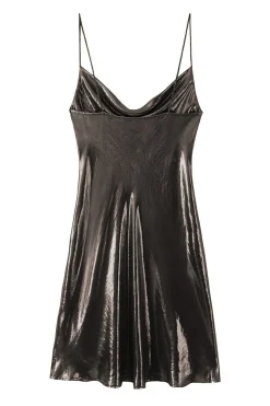 MICAS Mini Dresses-Cowl Neck Metallic Slip Mini Dress