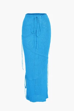 MICAS Skirt Sets|Vacation Sets-Crochet Backless Tube Top And Split Skirt Set