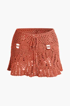 MICAS Knitwear|Vacation Sets-Crochet Halter Knit Cami Top And Mini Skirt Set