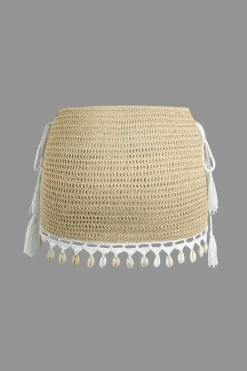 MICAS Knitwear|Knit Bottoms-Crochet Shell Tassel Knit Skirt