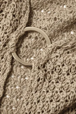 MICAS Swimwear-Crochet Sleeveless Cut Out Cover Up KHAKI