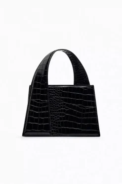 MICAS Bags|Accessories-Crocodile Pattern Square Tote Bag BLACK