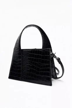 MICAS Bags|Accessories-Crocodile Pattern Square Tote Bag BLACK