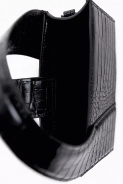 MICAS Bags|Accessories-Crocodile Pattern Square Tote Bag BLACK