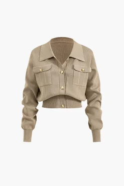 MICAS Knitwear|Knit Sets-Cropped Button-Up Knit Top And Maxi Skirt Set