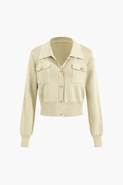 MICAS Knitwear|Knit Sets-Cropped Button-Up Knit Top And Maxi Skirt Set