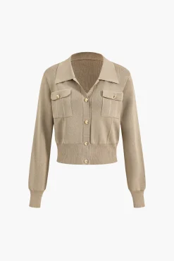 MICAS Knitwear|Knit Sets-Cropped Button-Up Knit Top And Maxi Skirt Set