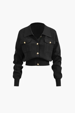 MICAS Knitwear|Knit Sets-Cropped Button-Up Knit Top And Maxi Skirt Set