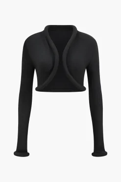 MICAS Long Sleeve Tops|Long Sleeves Tops-Cropped Long-Sleeve Top BLACK