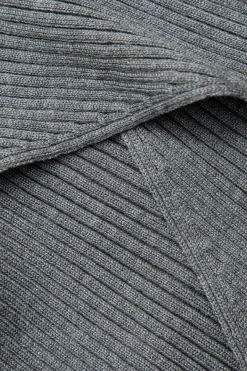 MICAS Skirt Sets-Cross Cut Out Crop Top And Asymmetrical Drawstring Mini Dress Set GRAY