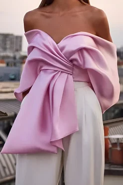 MICAS Tank Tops & Cami-Cross Off Shoulder Tank Top PALEVIOLETRED