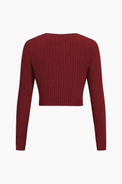MICAS Knitwear|Knit Tops-Crossed Sweater Long-Sleeve Top