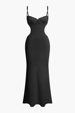 MICAS Maxi Dresses-Cut Out Backless Bustier Slip Maxi Dress