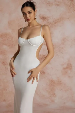 MICAS Maxi Dresses-Cut Out Backless Bustier Slip Maxi Dress