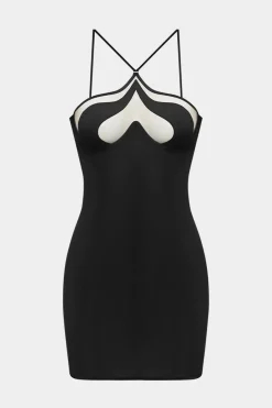 MICAS Mini Dresses-Cut Out Backless Sleeveless Mini Dress BLACK