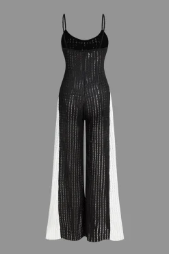 MICAS Jumpsuits & Rompers-Cut Out Contrast Patchwork Slip Jumpsuit BLACK