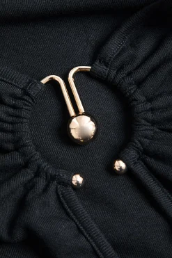 MICAS Bodysuits-Cut Out Long Sleeve Bodysuit BLACK