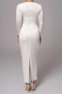 MICAS Long Sleeve Dresses|Maxi Dresses-Cut Out Long Sleeve Maxi Dress SNOW WHITE