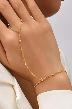 MICAS Bracelets|Accessories-Cut Out Metal Bead Bracelet PURE GOLD
