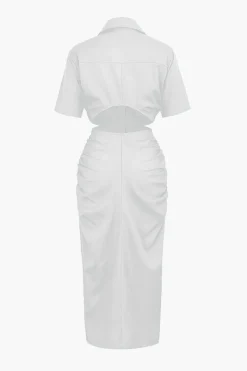 MICAS Midi Dresses-Cut Out Ruched Midi Shirt Dress
