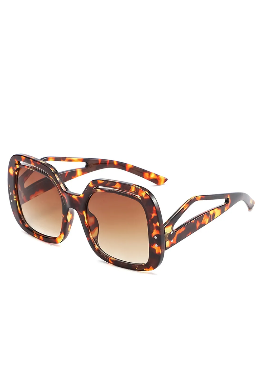 MICAS Sunglasses|Accessories-Cut Out Square Large Frame Sunglasses Contrast Color