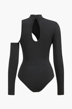 MICAS Skirt Sets-Cutout Bodysuit And High-Slit Skirt Set BLACK