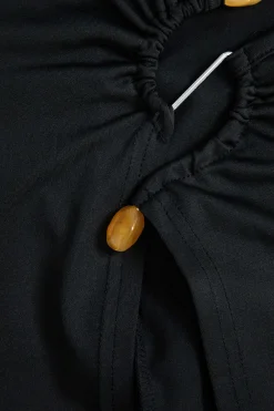 MICAS Skirt Sets-Cutout Bodysuit And High-Slit Skirt Set BLACK