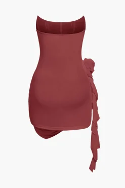 MICAS Mini Dresses-3D Floral Ruffle Corset Mini Dress