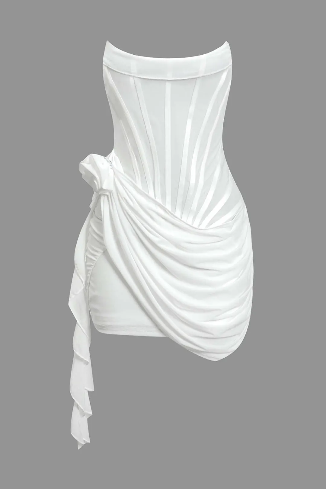 MICAS Mini Dresses-3D Floral Ruffle Corset Mini Dress