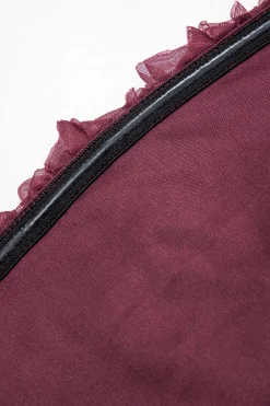 MICAS Midi Dresses-3D Floral Strapless Sleeveless Midi Dress BURGUNDY