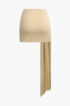 MICAS Skirt Sets|Vacation Sets-3D Floral Tube Top And Knot Mini Skirt Set KHAKI