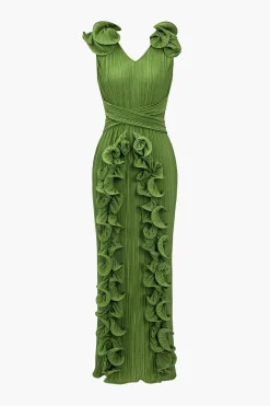 MICAS Midi Dresses-3D Floral V-neck Midi Dress