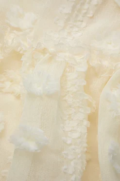 MICAS Maxi Dresses-3D Flower Cross Strap Tiered Maxi Dress BEIGE