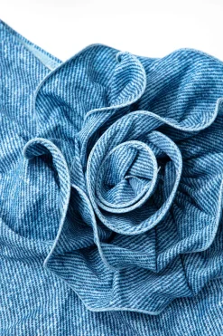 MICAS Vacation Sets|Swimwear-3D Flower Denim Halter Bikini Set BLUE