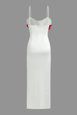 MICAS Maxi Dresses-3D Flower Slip Maxi Dress Contrast Color