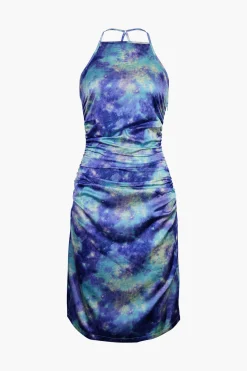 MICAS Mini Dresses-Deep In Outer Space Printed Dress BLUE