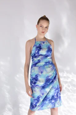 MICAS Mini Dresses-Deep In Outer Space Printed Dress BLUE