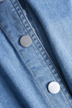 MICAS Jeans-Denim Button Detail Straight Leg Jeans LIGHT WASH BLUE