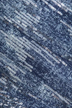 MICAS Tube Tops-Denim Corset Sequin Zipper Tube Top DARK WASH BLUE