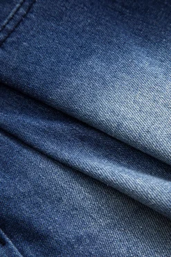 MICAS Skirts-Denim Faux Fur Patchwork Button Skirt DARK WASH BLUE