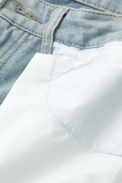 MICAS Jeans-Denim Frayed Detail Straight Leg Jeans BABY BLUE