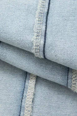 MICAS Jeans-Denim Frayed Detail Straight Leg Jeans BABY BLUE