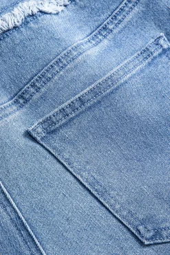 MICAS Pants-Denim High Waist Button Wide Leg Trousers SKY BLUE